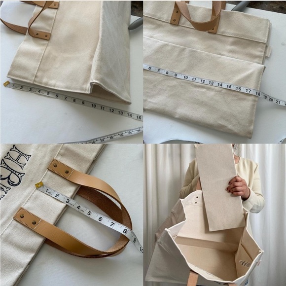 Handcrafted CB Station Cream monogram embroidered canvas tote bag. - Picture 7 of 8